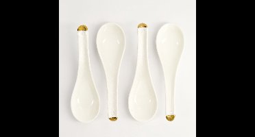 Tokyo Design Studio Nippon White - Goude Rand Lepelset 4 stuks - Wit Goud