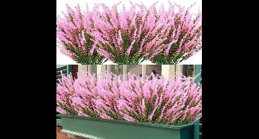 Kunstmatige lavendelboeketten, 12 stuks, kunstbloemen, -struiken, -planten, UV-bestendige kunstmatige groene takken, kunstbloemen voor buiten, geschikt voor binnendecoratie, bruiloften, tuinen, terrassen, binnen- of buitengebruik (roze)