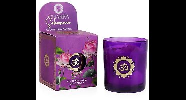 Soja geurkaars Sahasrara chakra oud & amber – Ø7 cm x 8 cm