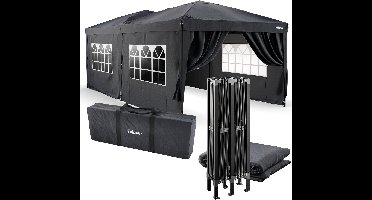 Tristar Partytent 6x3m - PT-7809 - Easy Up - Met zijwanden - Inclusief Draagtas - Paviljoen - Opvouwbaar - Extra Groot - Antraciet