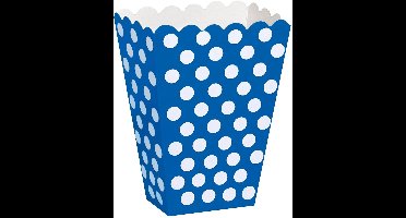 Haza Original Feestdoosjes Polkastip Blauw 14 X 9 Cm 8 Stuks