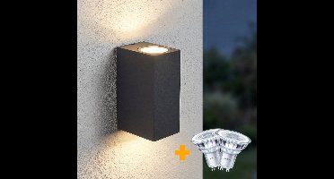 PHILIPS LED Wandlamp | Buitenlamp | San Francisco | Incl. 2x Philips lichtbron | Antraciet | 3000K - Warm wit (830)
