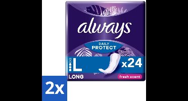 2 x Always – Inlegkruisjes – Long Fresh Scent – 24 Inlegkruisjes - Inlegkruisjes - Frisse Geur - Lang Inlegkruis - Dagelijkse Bescherming - Inlegkruis
