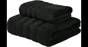 2-delige Luxe Bamboevezel Handdoekenset (70x140cm & 40x75cm) — Zijdezacht & Sneldrogend - Zwart 2