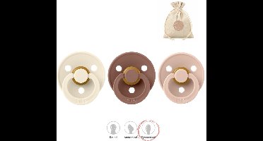 BIBS fopspenen symmetrisch - maat 1 (0-6 maanden) - blush, woodchuck, ivory