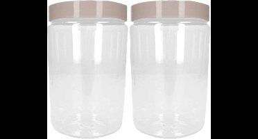 PlasticForte Voorraadpot/bewaarpot - 2x - 1L - kunststof - beige - B10 x H17 cm