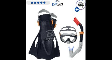 Bestway Duikset Zwart – Snorkelset met Hypoallergene Duikbril en Snorkel voor Kinderen en Volwassenen – Zwemset voor Zwembad en Zee – Comfortabele Pasvorm – Heldere Lens – Verstelbare Band – Ideaal voor Vakantie en Waterpret – Met Ebook