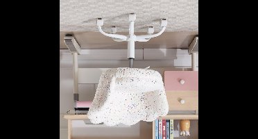 Kinderstoel – Bureaustoel Kind – Draaistoel Kinderkamer – Studentiestoel – Kinderbureau Stoel – Wit Kunstbont – Verstelbaar Metalen Frame – Ergonomisch Bloemblaadjesdesign