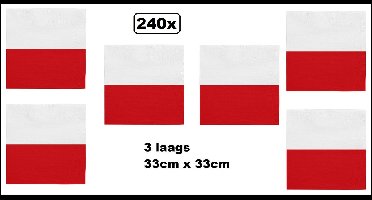 240x Servetten Polen 33cm x 33cm - 3 laags - Servet diner eten knoeien restaurant BBQ thema feest verjaardag feest