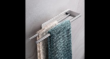 Handdoekhouder-Handdoekrek met 2 lagen-Zonder boren- Handdoekstang-Badhanddoekhouder-Keuken-39 cm