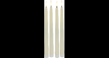 Countryfield LED dinerkaarsen - 4x st - creme wit - 28 cm - met afstandsbediening