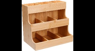 Excellent Houseware Keuken/aanrecht rekje - bamboe hout - 26 x 16 x 24 cm - Organizer 3 laags - naturel