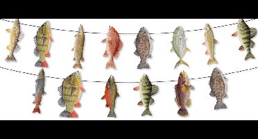 Slinger, Hangende slinger met vismotief, verjaardagsbanner met visthema, decoraties voor een visfeest, feestartikelen voor een 'Gone Fishing'-feest, onderwaterthema, babyshower, pensioenfeest, vaderdagdecoraties.