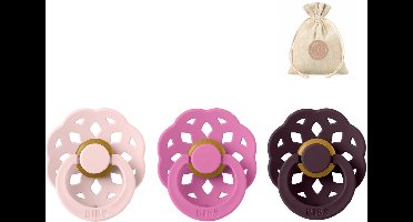 Bibs boheme fopspenen - Maat 1 0 - 6 maanden - Blossom, Bubblegum, Plum + Bolletoet speenzakje