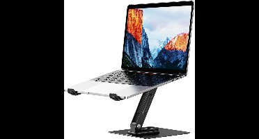 Laptopstandaard met 360 draaibare basis, verstelbare ergonomische notebookstandaard, laptopstandaard compatibel met laptops van 10-14 inch (zwart)