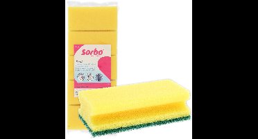 Sorbo Schuurspons – Set van 10 Stuks – Met Handgreep & Groene Schuurzijde – Voor Hardnekkig Vuil, Vet & Kalkaanslag – Viscose