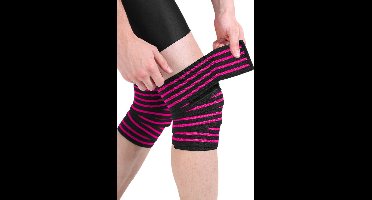 Oneay Powerlifting kniebanden – 2 stuks – Elastische kniewraps met compressie, geschikt voor squats en krachttraining – 170 cm – Magenta