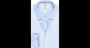 OLYMP Level 5 body fit overhemd - mouwlengte 7 - twill - lichtblauw - Strijkvriendelijk - Boordmaat: 40