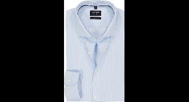 OLYMP No. 6 Six super slim fit overhemd - popeline - lichtblauw gestreept - Strijkvriendelijk - Boordmaat: 38