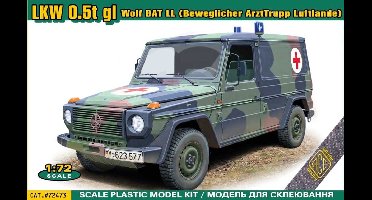 ACE Modelbouwpakket Militaire voertuigen - 72473 LKW 0,5t gl Panel One - Typ 460/461 Wolf BAT LL - Beweglicher Arzttrupp - Duits Militair Voertuig Plastic - 1:72 - Modelbouw