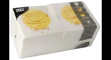 200 Servetten 3-laags 1/4 vouw 24 cm x 24 cm Good Morning