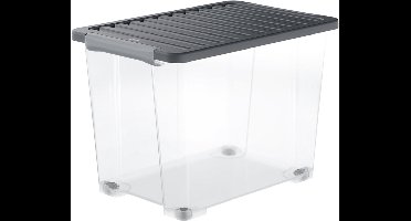 Rotho CORE Plus opbergboxen - afsluitbaar - set van 4 - stapelbaar - 65 ltr