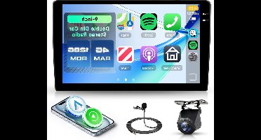 Autoradio – Multimedia Speler – Android Car Radio – 2DIN Navigatie – 9 Inch Touchscreen – Draadloos CarPlay & Android Auto – 4GB RAM 128GB Opslag