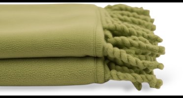 Unique Living - Fleece Plaid Met Franjes - 130x160 - Olive Green