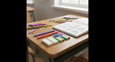 Eddy Toys Gum en Puntenslijper Set 8 Delig - 34200 - Eraser and Sharpener Set - 6 Gummen en 2 Puntenslijpers - Schrijfwarenset voor School