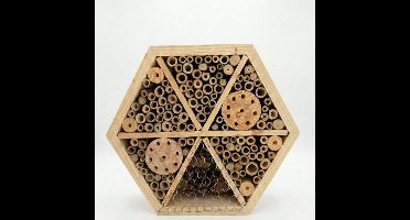 Hexagon Insectenhotel - Bijenhotel - Goed voor Insecten in de Tuin - Vlinderkast - Vlinderhotel - Natuurmonumenten Insectenhuis -Vlinderhuis - Bijenkast - Animal King - Hout