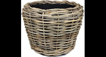 Van der Leeden Planten/bloemen mand - rotan - gevlochten riet - D47 x H35 cm - drypot - plantenpot - plantenmand - nestbaar