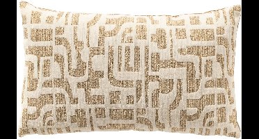 Dutch Decor FABIA - sierkussen 30x50 cm - Incense - bruin, wit - Inclusief binnenkussen - Luxe kussens voor woonkamer & bank