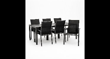 Tuinstoel Delia zwart hoge rug met Carcassonne 200 x 90 cm