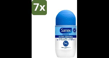 7 x Sanex - Deodorant - Roller - Dermo Extra Control - Extra Bescherming tegen Geur - 50 ml - Sanex Dermo Extra Control - Anti-transpirant Roller - Langdurige Bescherming - Bescherming Tegen Geur - Aluminiumchloride