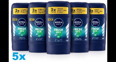 NIVEA MEN Fresh Kick Deodorant Stick 5 x 50ml – Anti-Transpirant 48H – Voordeelverpakking 5 Stuks