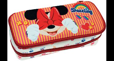 Disney Minnie Mouse Etui - 26 cm - Pennenzak - 2 vakken - 1 stuk - Minnie Wink uitvoering