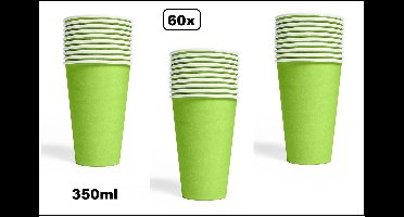 60x Mega beker limegroen karton 350ml - Drinken drank limonade