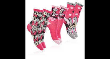 Disney Minnie Sokken - Maat 31-34 - Kindersokken - Enkelmodel - 3 paar - Voor kinderen - Voor meisjes - Minnie Mouse