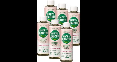 Happy Earth Bundel Gezicht en Lichaam Olie Baby & Kids - 100% natuurlijk - Microplasticvrij - Babyverzorging – Met plantaardige huidverzachter – Geschikt voor pasgeborenen – 6 x 150mL - Voordeelverpakking