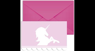 Vegaoo - 6 uitnodigingskaarten met enveloppen pastel eenhoorn 14 x 9 cm voor verjaardag