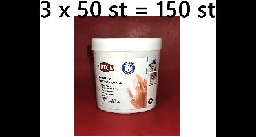 ** 3 X ** TRIXIE tanddoekjes -wegwerp vingerdoekjes 50 st - voor honden & katten - gebitsverzorging = 150 st