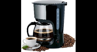 alpina Koffiezetapparaat Filterkoffie 750 W - Koffiemachine met Herbruikbare Koffiezet Filter - Koffiemachine met 1,25 L Glazen Kan - 10 Kopjes Koffie per Keer - Anti-Druppel Koffiemaker