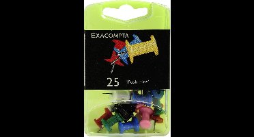 Exacompta Doos met 25 prikbordspelden Push Pins - punthoogte 7mm - 10mm diameter - Geassorteerd - 14740E