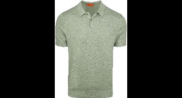 Suitable Knitted Polo Cotton Linen Groen - Maat S - Heren - Polo shirt Heren met Korte mouw