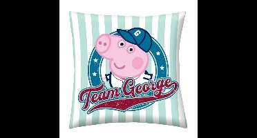 Halantex Peppa Serie - Kinderkussen - 40x40 cm - Mintgroene Strepen - Dubbelzijdig