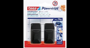 tesa Black Hooks L Powerstrips kleefhaak groot vierkant (b x h) 20 mm x 50 mm Zwart Inhoud: 2 stuk(s)