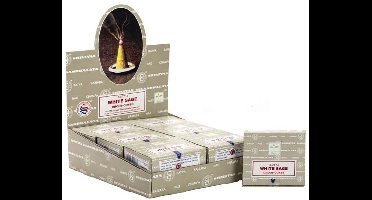 Satya - white sage - wierookkegels - witte salie wierook - doos 12 pakjes van 10 kegels