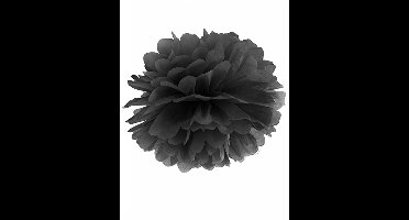 PARTYDECO - Zwarte papieren tissue pompon om op te hangen 25 cm