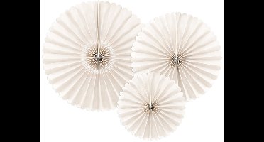 PARTYDECO - 3 decoratieve beige papieren rozetten voor bruiloft
