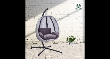 Core® Hangstoel Cocoon - Egg Hangstoel – Hang Stoel Met Standaard – Grijs - 105cm x 96cm x 175cm